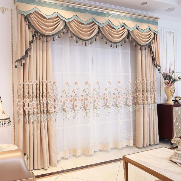 

curtain & drapes custom european embroidery curtains for living room bedroom high light shielding floor-to-ceiling windows and