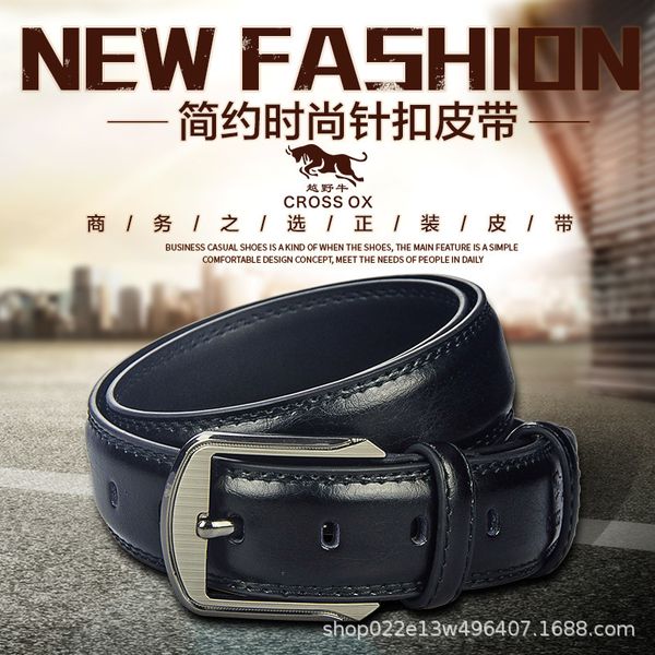 

cross country cattle men's casual leather belt new fashion pin buckle, Black;brown