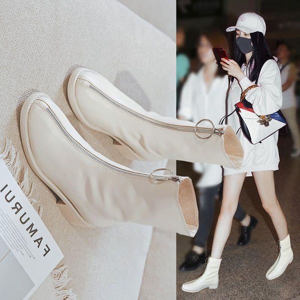 

boots 2021 spring and autumn women leather winter, Black