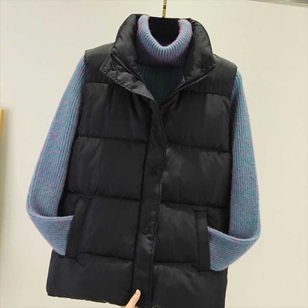 

women's vests down cotton vest short 2021 student autumn and winter waistcoat female casual outer wear sleeveless jacket, Black;white