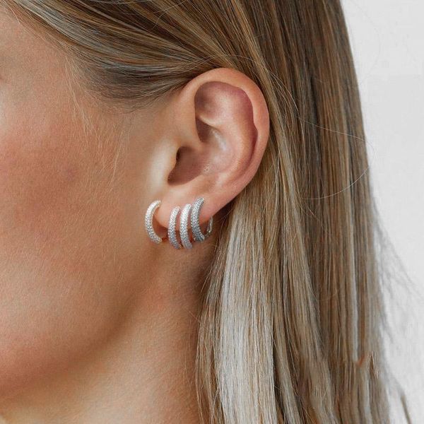 

hoop & huggie zhouyang punk small earrings for men out + zirconia gold color hippie accessories women's jewelry wholesale ohe027, Golden;silver