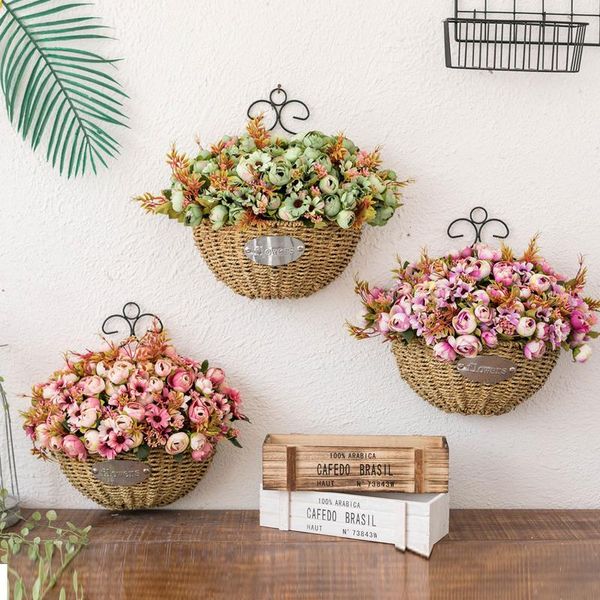 

decorative flowers & wreaths decoration flower basket ornament living room wall false hanging arrangement