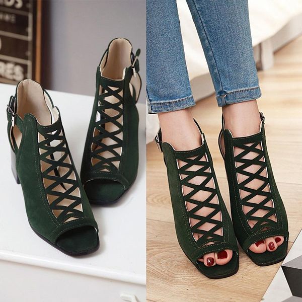 

large size comfort shoes for women beige heeled sandals 2021 summer big black low block high girls gladiator fashion casual