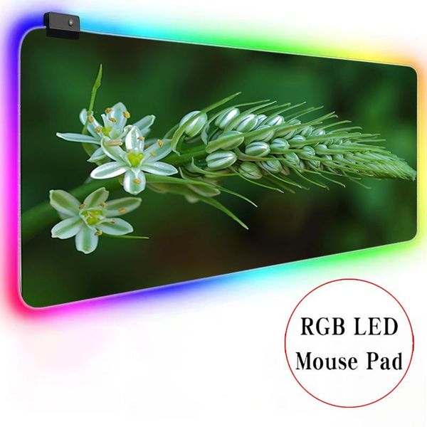 

mouse pads & wrist rests flowers green leaves diy gaming large anime mousepad rgb computer pad gamer mause led backlit mat keyboard desk