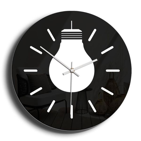 

wall clocks black and white acrylic clock decorative simple light bulb living room decor
