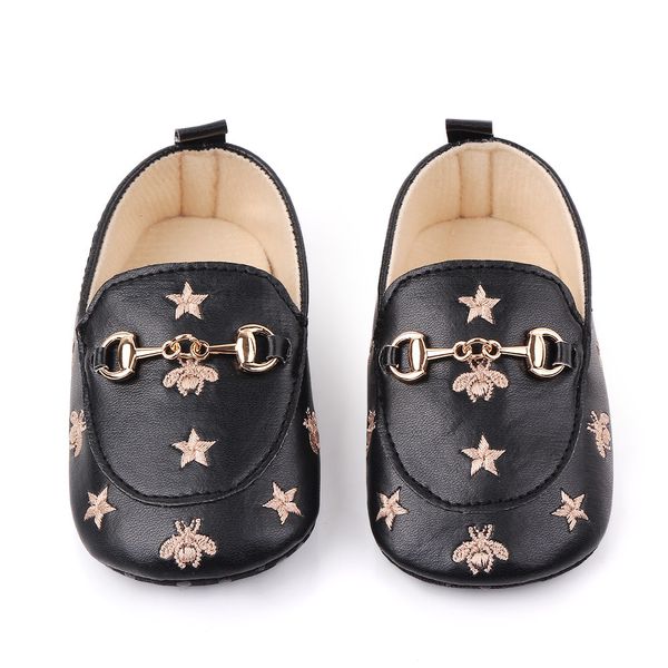 Sapatos de bebê menino First Walkers Bees with Stars Newborn Baby Casual Toddler Infant Mocassins Sapatos PU Algodão Sola Macia Mocassins de Bebê