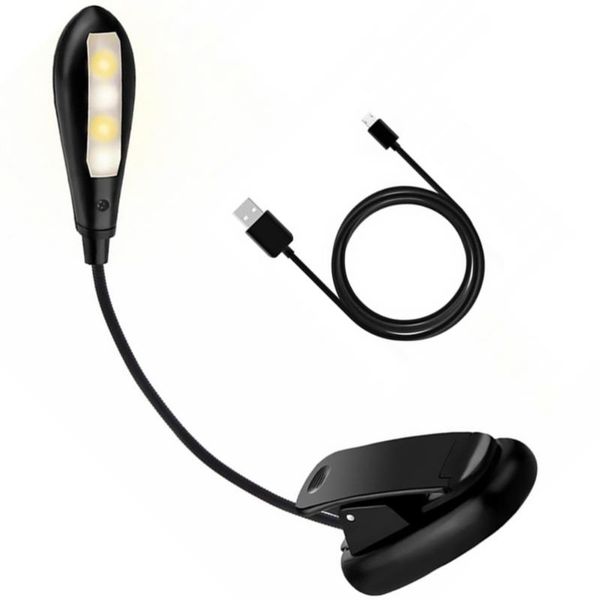 

book lights dimmable reading light rechargeable 4-led studying table lamp clip on