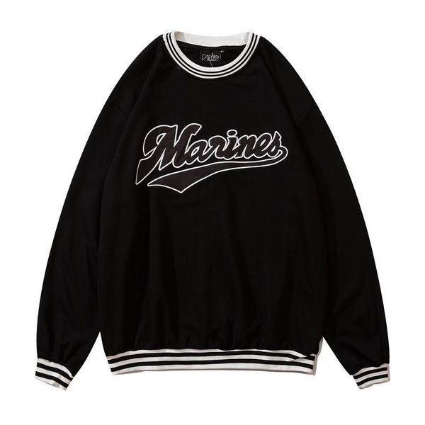 

men's hoodies & sweatshirts erenejian fashion oversized hip hop baseball hoodie with embroidery hi street pullover o neck, Black