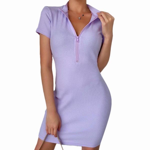 

women short sleeve turtleneck bodycon mini dress zip up neon ribbed clubwear casual dresses, Black;gray
