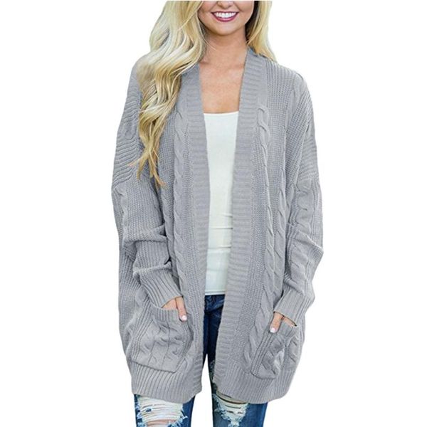 

women's sweaters autumn sweater knitted cardigan casual v neck long sleeve packets open stitch jumper 2021 winter women, White;black
