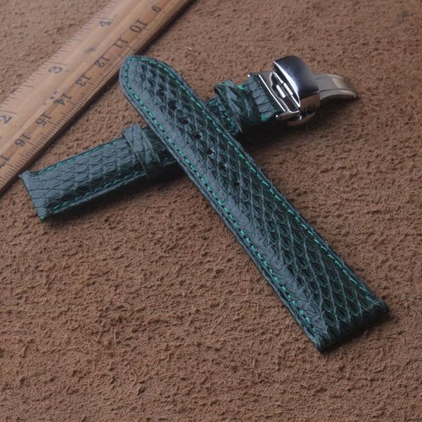 

watch bands design handmade watchbands accessories lizard skin for watches mens 20mm 21mm universal strap green, Black;brown