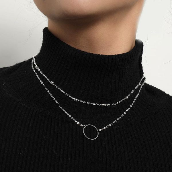 

chokers korean fashion simple gold silver color thin chain clavicle necklace for women girls streetwear party gift cn134, Golden;silver