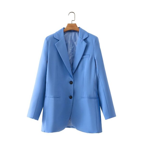 

women's suits & blazers blsqr blue elegant female 2021 single breasted casual fashion outwear women straight vintage blazer coat lady, White;black