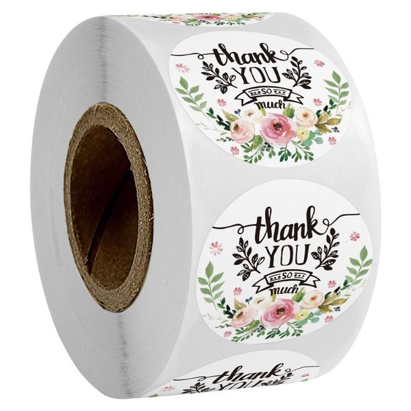 

gift wrap 500pcs 1 inch thank you floral handmade stickers packaging seal labels wedding decoration scrapbook stationery