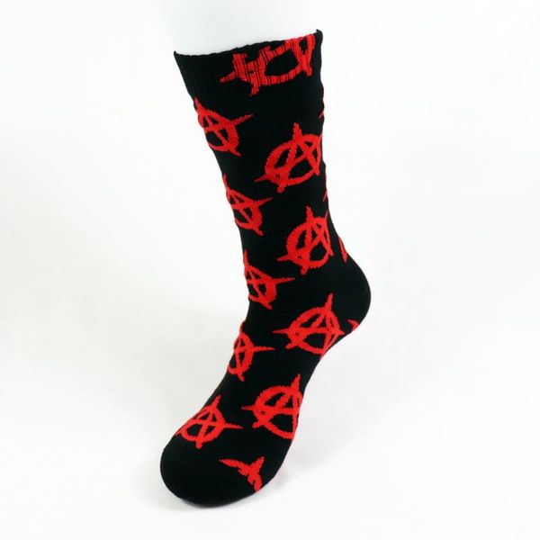 

men's socks anarchist symbol distressed political rock star gift, Black