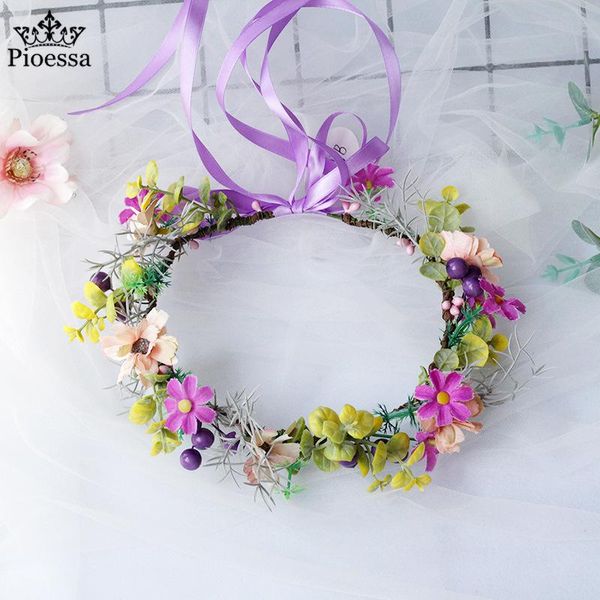 

hair clips & barrettes dream purple woman flower crown hairbands head wreath headband garland beach wedding dress party vacation accessories, Golden;silver