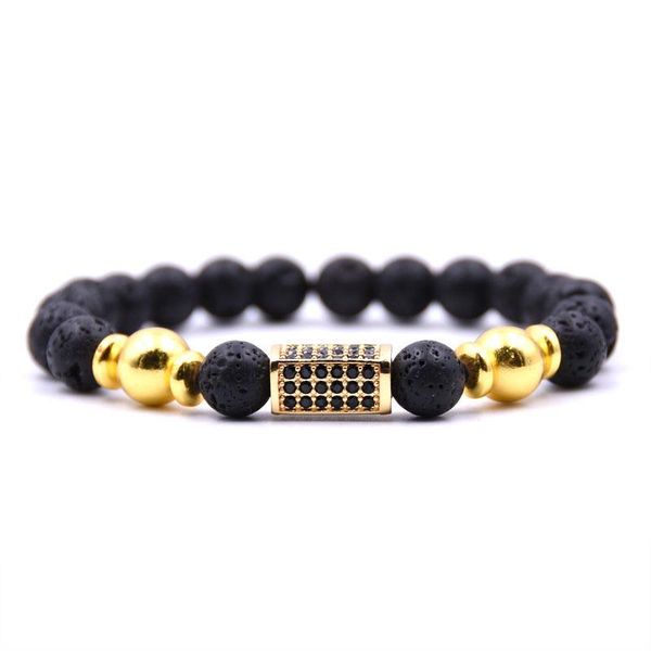 

beaded, strands luxury lava volcanic stone bracelet cz micro-inlaid zircon beads black natural handmade beaded