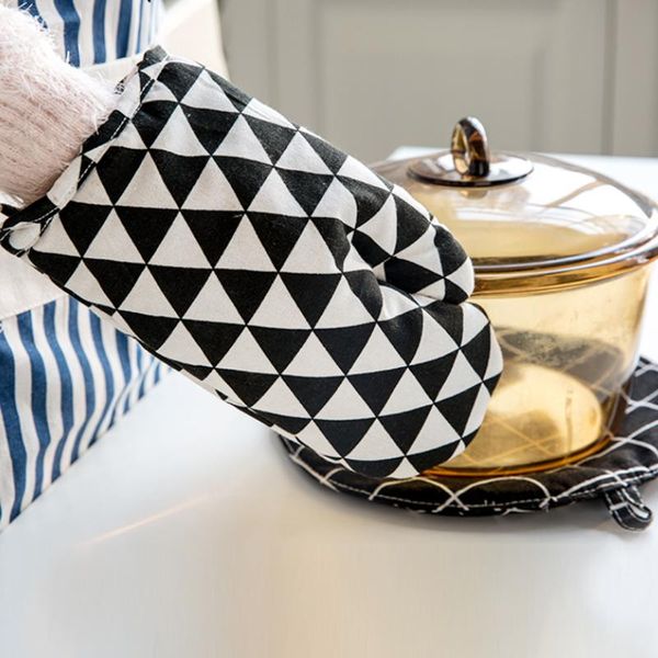 

oven mitts bakery heat resistant glove kitchen cooking heatproof cotton gloves non-slip thickening high temperature