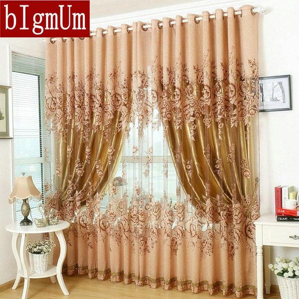 

curtain & drapes window for living room/bedrooms /el 100% blackout finished luxury curtains+tulle beads purple/brown/red free
