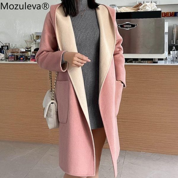 

women's wool & blends mozuleva 2021 mid-length fur coat autumn and winter fashion slim double-faced women, Black