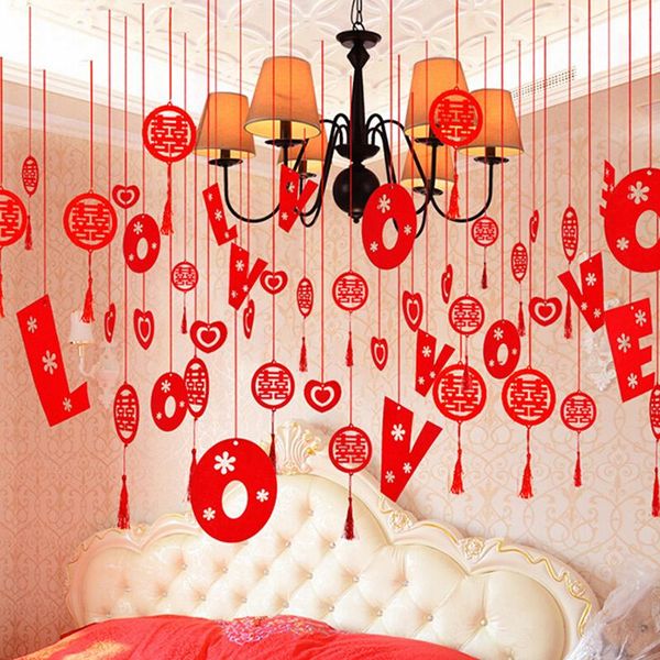 

party decoration heart shape love letter wedding non-woven fabrics flag banner festive supplies