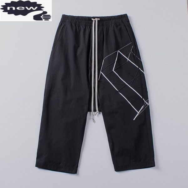 

fashion summer women calf length capris trousers female boyfriend hip hop loose elastic waist harem pants embroider streetwear, Black;white