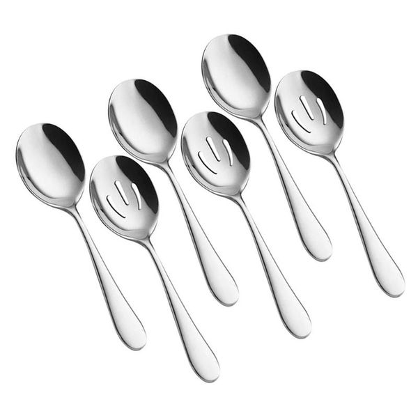 

spoons 6pcs stainless steel self-service household serving colanders (silver)