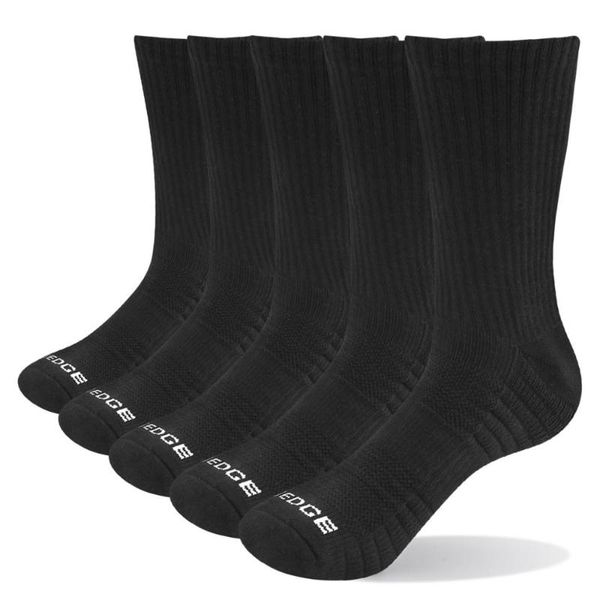 

yuedge brand 3 pairs 5 men black business causal cotton cushion wiking comfortable runing hiking sports crew dress sock socks