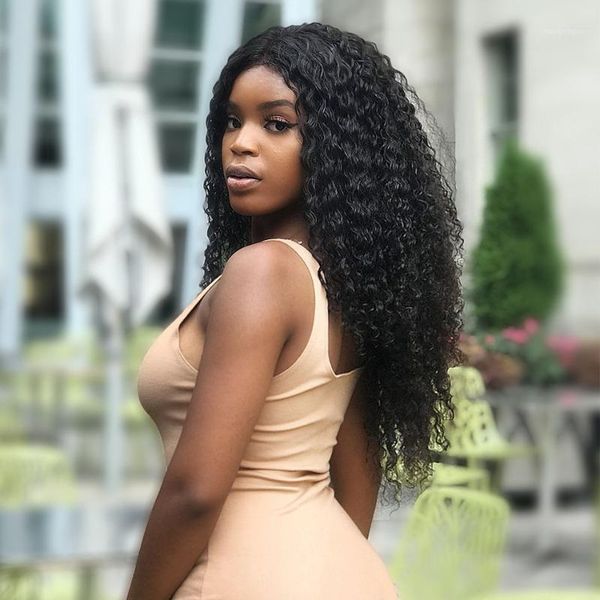 

rosabeauty 150 density malaysian curly lace front human hair wigs pre plucked with baby closure wig1, Black;brown