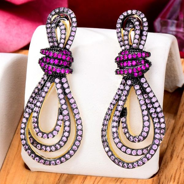 

dangle & chandelier godki 39mm bowknot full mirco paved micro zirconia women bridal dress wedding everyday drop earring fashion jewelry, Silver