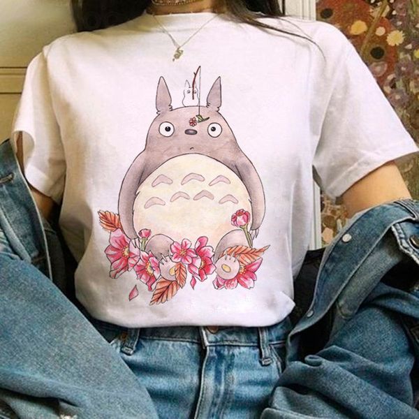 2022 Moda Anime Tshirt Üstler Kadın Totoro Studio Ghibli Grafik Tshirt Harajuku Kawaii Kadın Tshirts Kısa Kollu Femme Üstler Tees