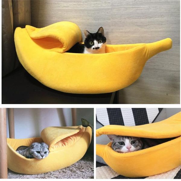 

cat beds & furniture banana shape bed funny cute cozy nesk portable warm durable pet basket kennel cushion for cats dogs