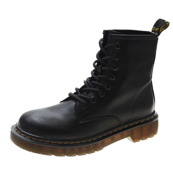 

boots black leather women high autumn winter warm snow shoes waterproof lace up motorcycle ankle botas wsh4167
