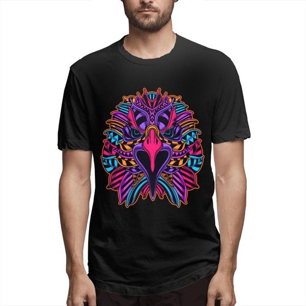 

men's t-shirts glow neon color eagle abstract pattern 2021 summer fashion 3d printing short sleeve trend casual t-shirt, White;black