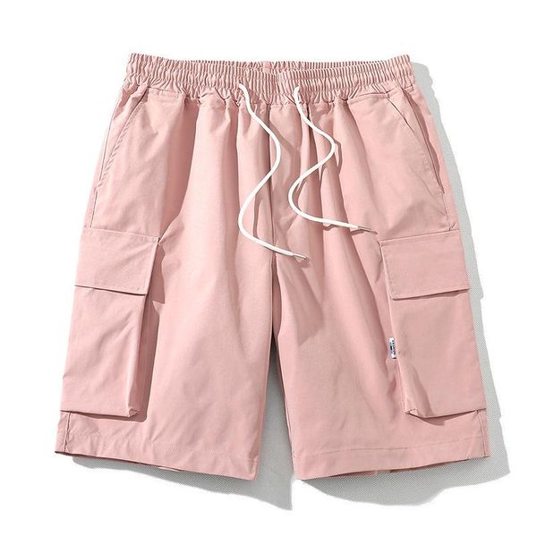 

fashion men's shorts summer trend loose breathable five-point overalls beach pants casual lace-up couple simple sweatpants, White;black