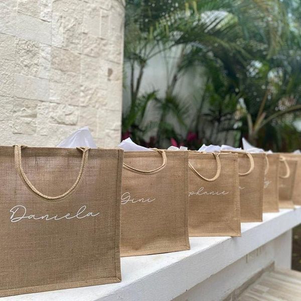 

other event & party supplies personalized large beach tote bridesmaid bag with name,custom burlap jute wedding favor gift for her