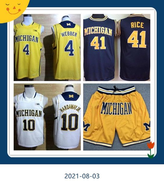 College Michigan Wolverines Basketball-Trikots Tim Hardaway Jr. 1 Glenn Robinson III-Trikot 3 Trey Burke Chirs Webber 41 Glen Rice HERREN-SHORTS