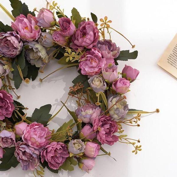 

decorative flowers & wreaths vintage artificial peony fake flower garland wreath wedding party wall decoration