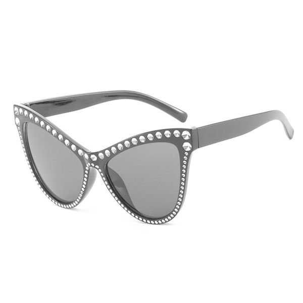 

ladies diamond cat eye sunglasses women brand designer fashion small frame sun glasses for female trend glasees uv400 o5, White;black