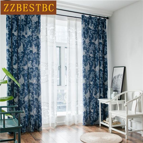 

curtain & drapes chinese style printed fish decorative curtains for living room kitchen custom bay window bedroom