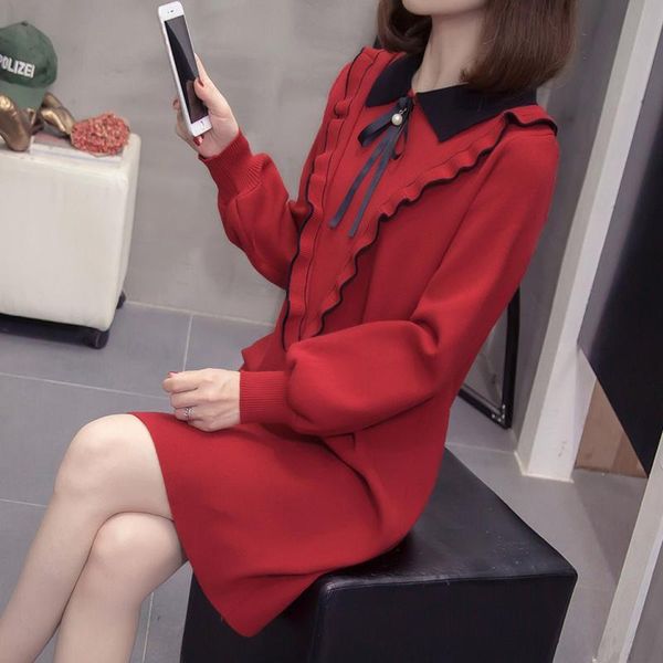 

casual dresses large sweater autumn winter long sleeves knitted dress chic vestidos de festa female womens clothing, Black;gray