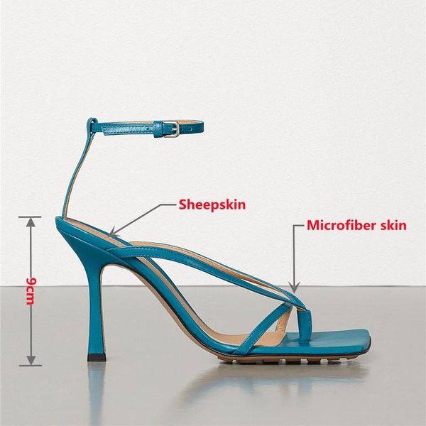 

dress shoes summer 2021 sheepskin thin belt square head high heeled ladies big-size sandals fashion open-toed buckle clip women, Black