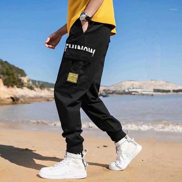

men's pants man jogger camouflage side pockets loose style sweatpants fashion 2021 high street casual s-xxxl 3xl, Black