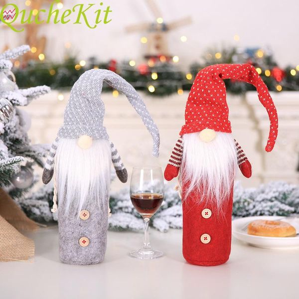 

christmas decorations faceless doll wine bottle case santa claus champagne dust cover gift bags decoration