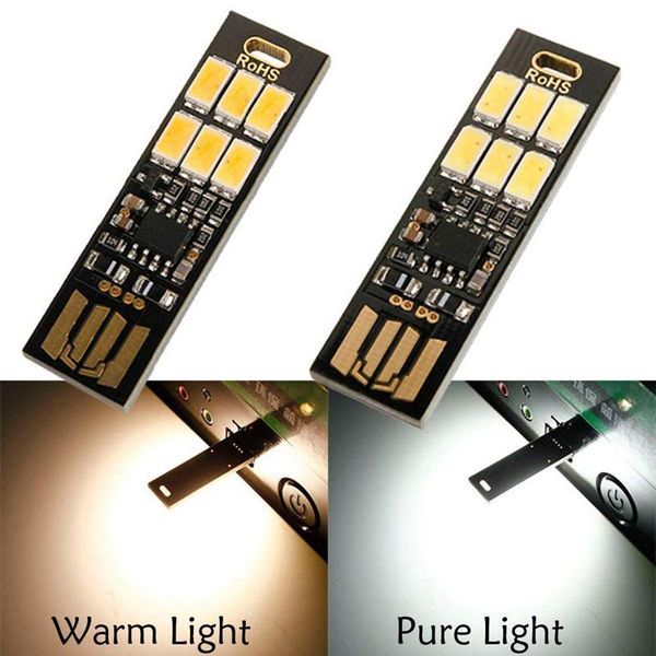 

50PC5 pcs USB Light Keychain Super Bright 6 LEDs Mini USB Light Lamp with Smart Touch Electrodeless Dimming Switch For Laptop Keyboa