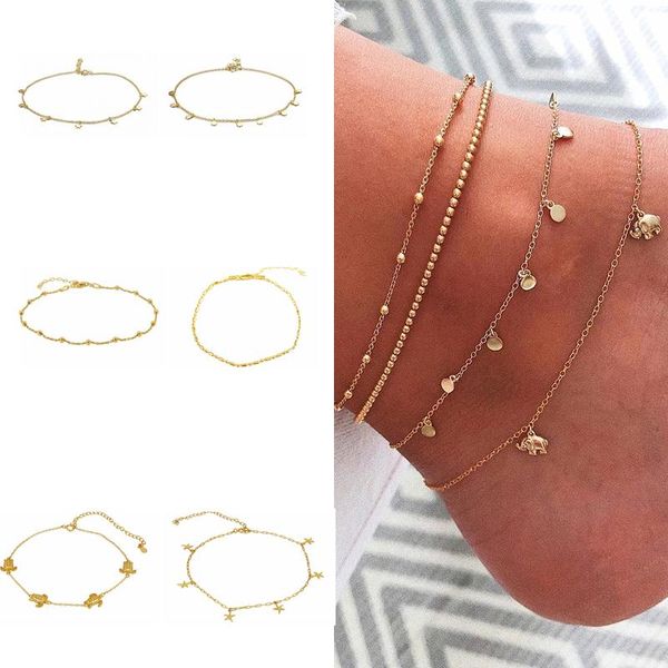 

anklets aide 925 sterling silver bracelet on leg foot bracelets adjustable for women star round bead bijoux femme argent, Red;blue