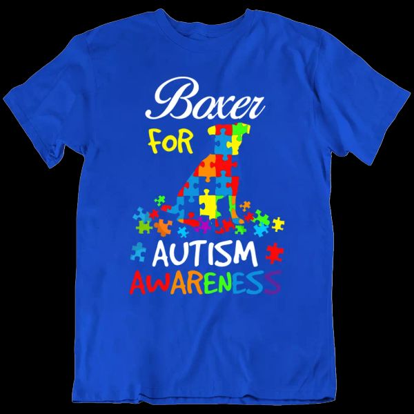 

dog boxer for autism awareness pet dog lovers jig saw dog funny t shirt new, White;black