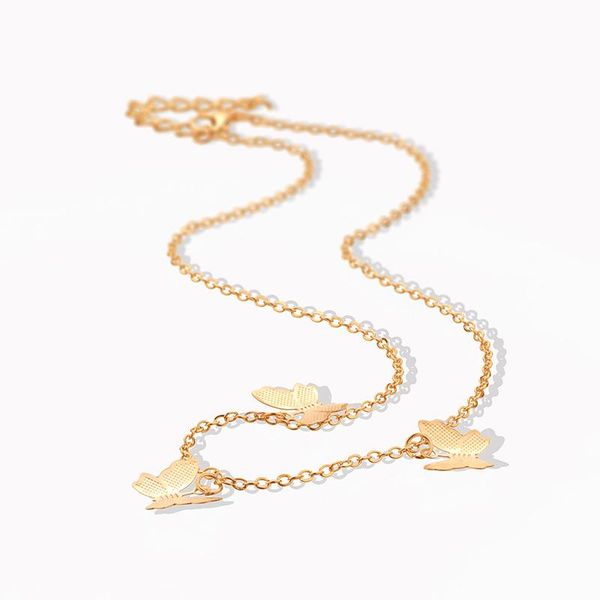 

pendant necklaces cute butterfly choker necklace for women gold stainless steel clavicle chain fashion romantic gift collar female, Silver