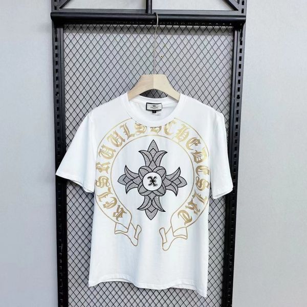 

21 summer cross gilded short t-shirt male korean version diamond social spirit guy versatile half sleeve, White;black