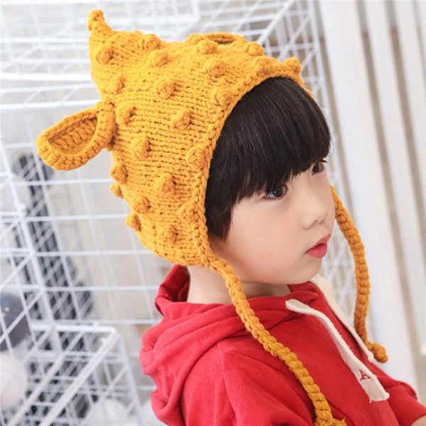 

baby hat cap fashion children cover ear thick warm autumn winter outdoor travel for kids knitting beanie hats caps &, Yellow